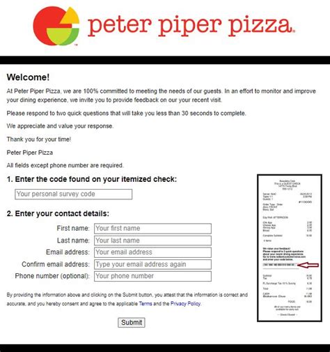 peter piper pizza survey